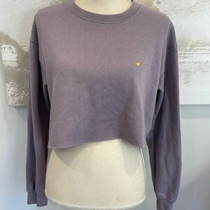 Little Yellow Heart on cropped long sleeve sweatshirt